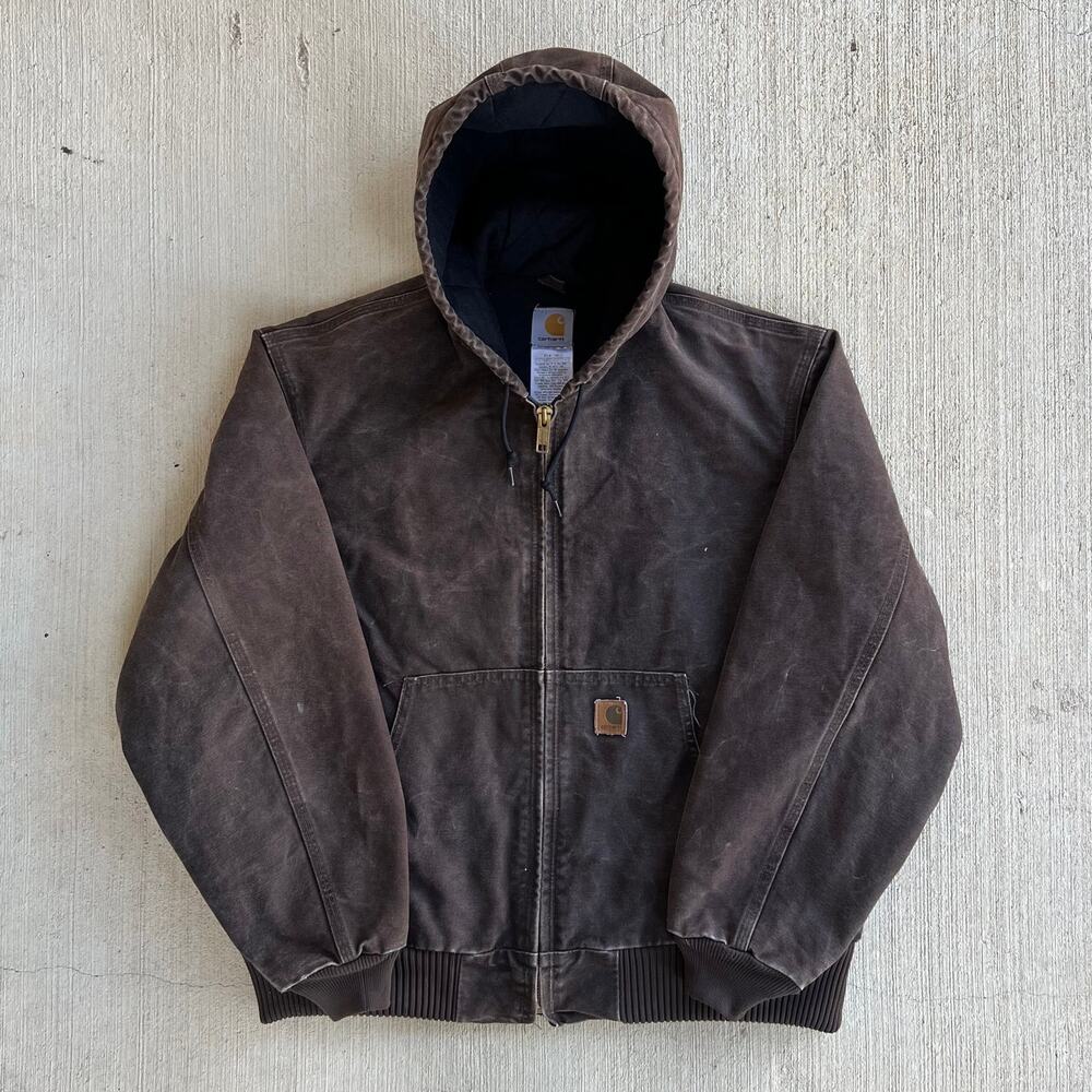 Carhartt J130 DKB brown hooded work wear jacket